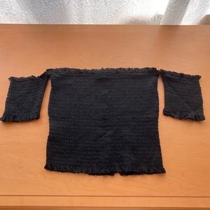 Black Ruched Tube Top with Sleeves